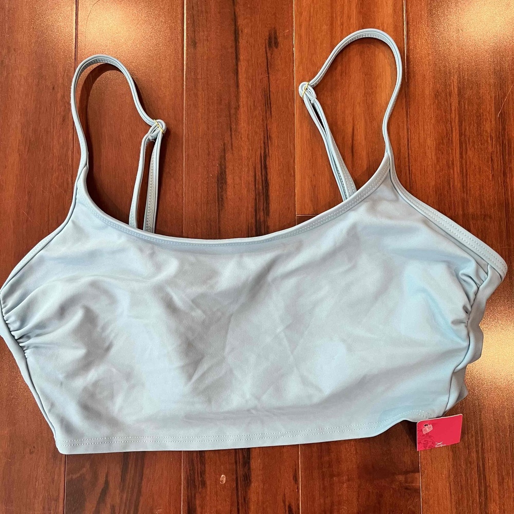 Xhilaration Blueā Bikini Swim Top Bandeau Adjustable Straps Solid New Size Large